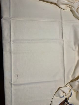 Mantel y servilletas de hilo bordado azul