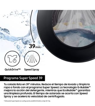 Lavadora Samsung 9kg / 1.400 rpm