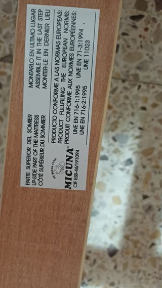 Cuna + Colchón ECUS anti asfixio