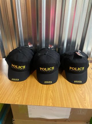 Gorra Policía Departamento Negra Ajustable Nueva