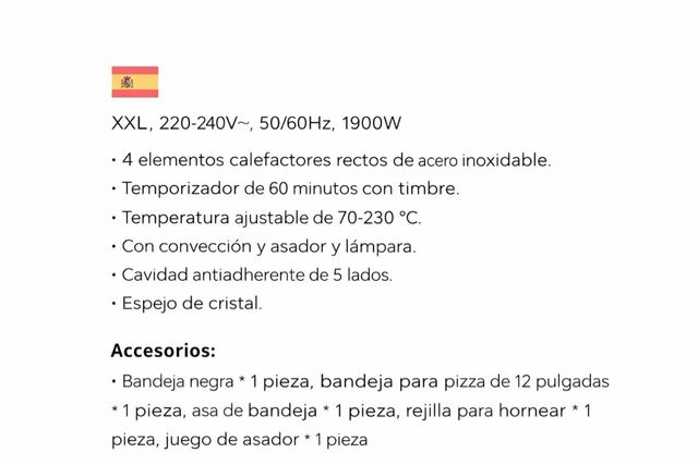 Horno Eléctrico Royal Swiss XXL 1900W
