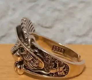 Anillo de gato plata 925 con ojos verdes