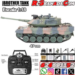 TANQUE BROTHER TANK RC 1:18 GERMAN LEOPARD 2