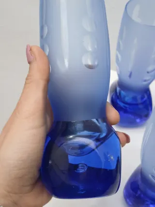 Bicchieri Murano vintage blu trasparenti