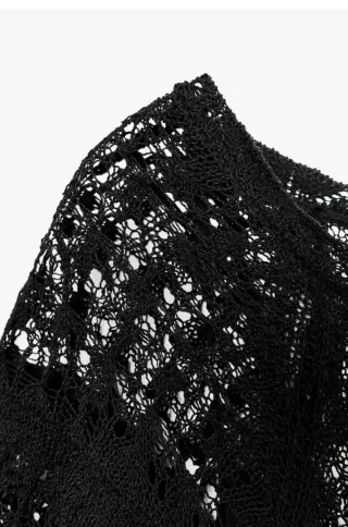 Vestido largo Zara punto pointelle negro