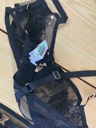 Conjunto lencería negro lentejuelas