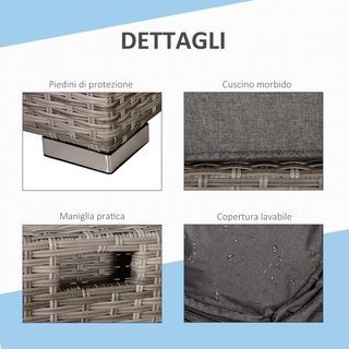 Set di mobili da giardino in rattan PE da 8 pezzi, salvaspazio con poltrone, tavolini e pouf, grigio