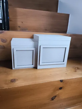 2 Cajas de Almacenaje Grises y Blancas