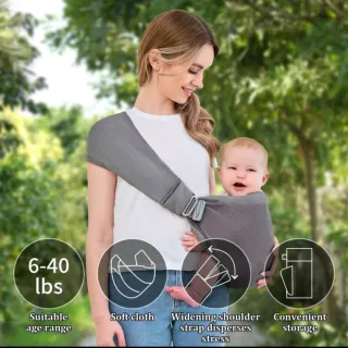 Portabebés gris con bolsa