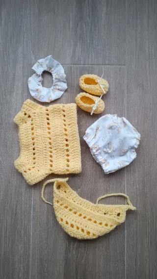 Conjunto bebé reborn t.00 crochet amarillo