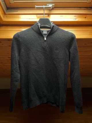 Jersey Hugo Boss Negro Cremallera Cuello Alto