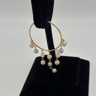 Pendientes aro oro 18kt con perlas multicolor