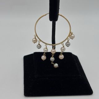 Pendientes aro oro 18kt con perlas multicolor
