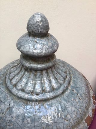 Vaso ceramica craquelé decorato rose