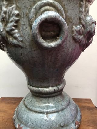 Vaso ceramica craquelé decorato rose