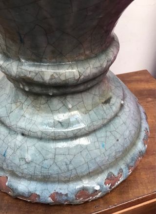 Vaso ceramica craquelé decorato rose