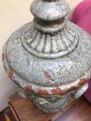 Vaso ceramica craquelé decorato rose