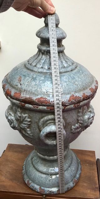 Vaso ceramica craquelé decorato rose