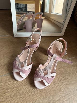 Sandalias tacón rosa palo
