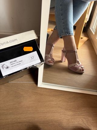 Sandalias tacón rosa palo