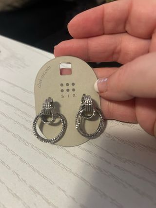 Pendientes SIX Aro Doble Plateado