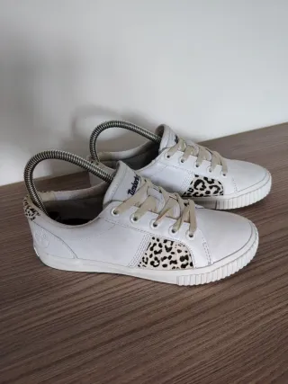 Sneakers Timberland bianche con stampa leopardata