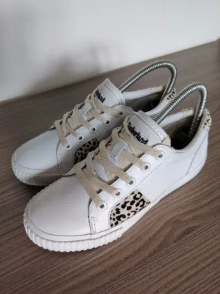 Sneakers Timberland bianche con stampa leopardata