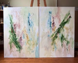 2 Cuadros Abstractos Grandes Salón