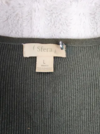 Jersey verde canalé cuello pico Talla L