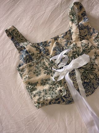 Corsé estampado toile de Jouy reversible