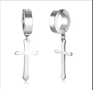 Pendientes Aro Cruz Acero Negro