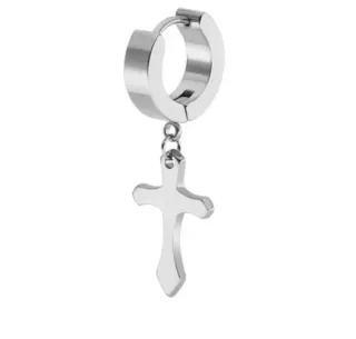 Pendientes Aro Cruz Acero Negro