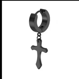 Pendientes Aro Cruz Acero Negro