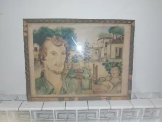 Antigua obra de arte dios Baco del vino