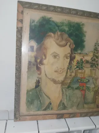 Antigua obra de arte dios Baco del vino