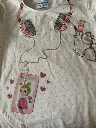 Camiseta niña Mayoral puntos rosas