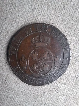 5 cts. de escudo 1866 Isabel II.