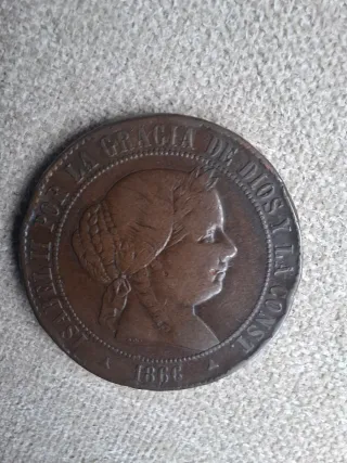 5 cts. de escudo 1866 Isabel II.