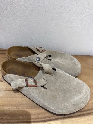 Zuecos Birkenstock Beige Suede