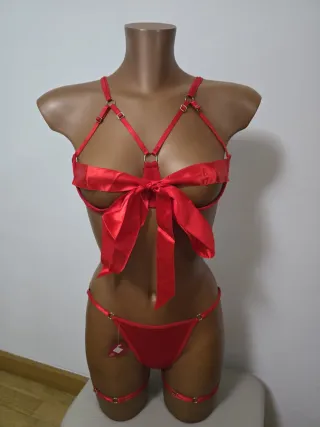 Lencería sexy lazos con ligas Talla L.CON ETIQUETA