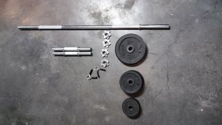 Juego de pesas y barra