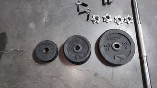 Juego de pesas y barra