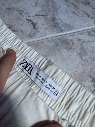 Pantalón Zara Lino Beige Talla M