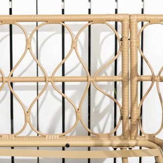 Set da Giardino in Rattan 4 Pezzi con Divano 2 Posti, 2 Poltrone e Tavolo con Piano in Vetro Stile Boho, Cuscini Sfoderabili, Giallo