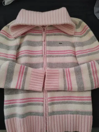 Chaqueta Lacoste rayas rosa y gris