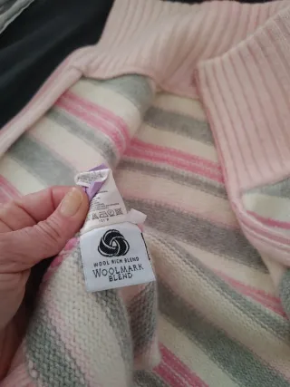 Chaqueta Lacoste rayas rosa y gris