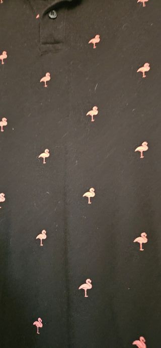 Polo hombre flamenco negro y rosa