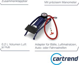 Cartrend Einzylinder Fußluftpumpe, für Auto- und