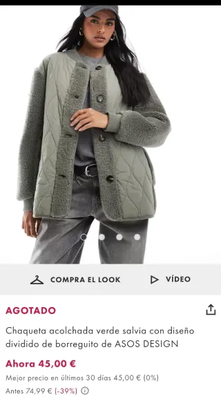 Chaqueta ASOS acolchada con borreguito