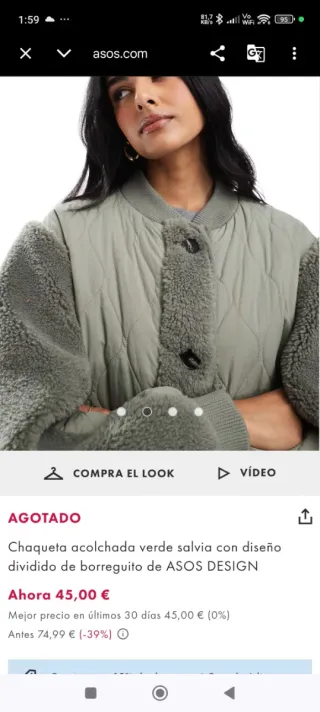 Chaqueta ASOS acolchada con borreguito